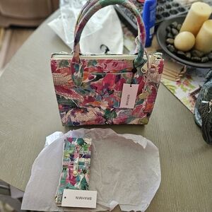 Brahmin Small Caroline Daylily with Matching credit card wallet